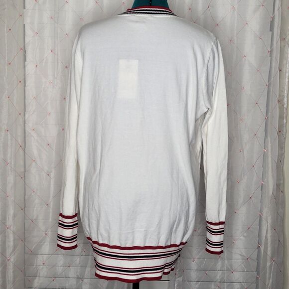 DG2 Diane Gilman Ivory Soft‎ Ease Embellished V Neck Boyfriend Cardigan XL NWT - Picture 2 of 8